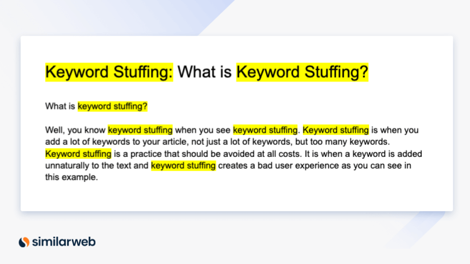 voorbeeld van keyword stuffing